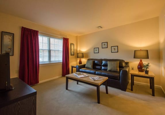 Inviting living room with a couch and natural lighting