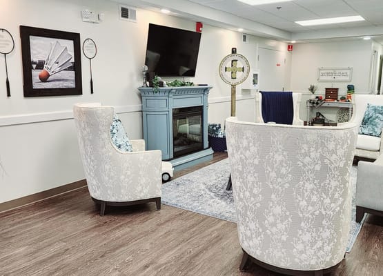 Bright interior common area with comfortable seating