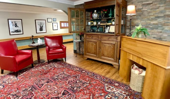 Cozy interior common area with seating and decor