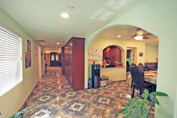 Interior hallway of a senior living facility