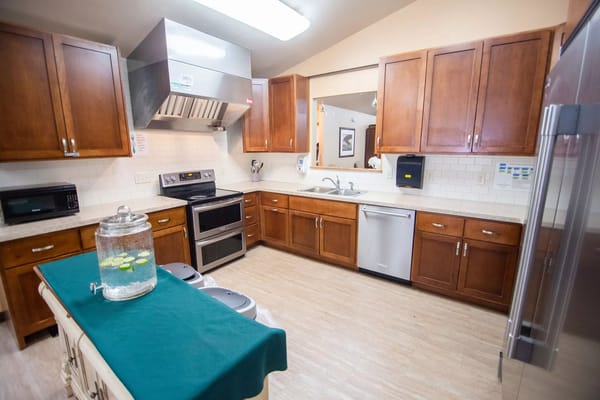 Well-equipped kitchen in an assisted living facility