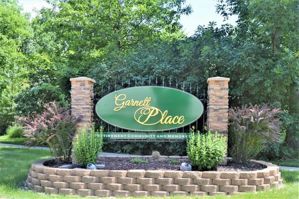 Entrance sign for Garnett Place retirement community