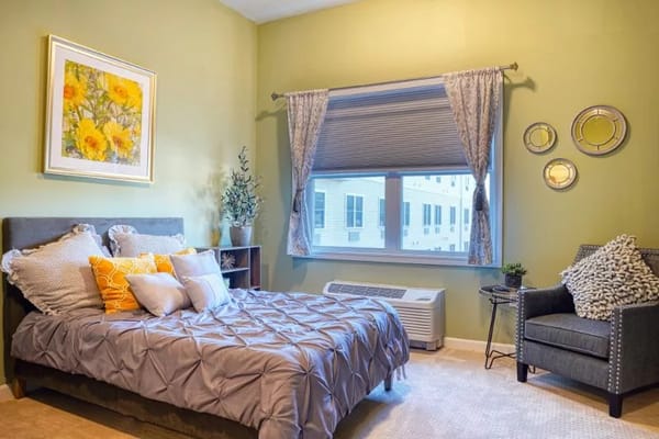 Cozy resident bedroom with decorative elements