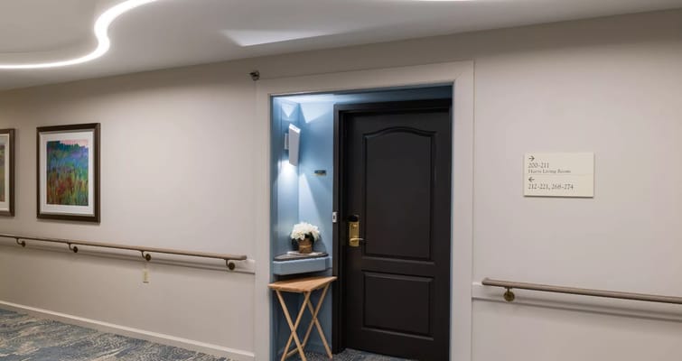 Interior view of a resident room entryway