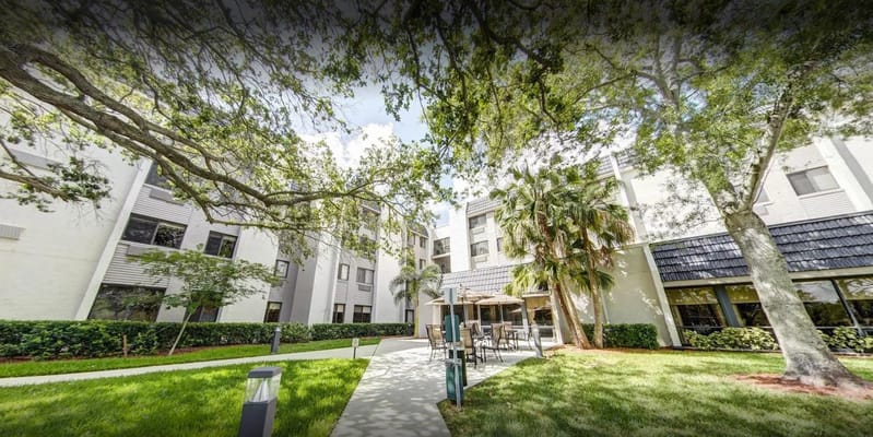 Beautiful outdoor space with seating and greenery