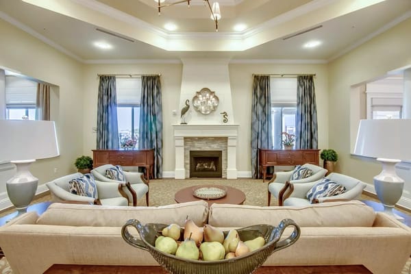 Bright and welcoming common area with seating