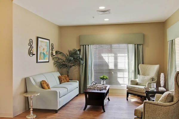 Bright common area with comfortable seating