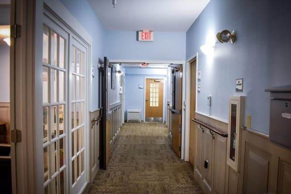 Hallway interior of a senior living facility
