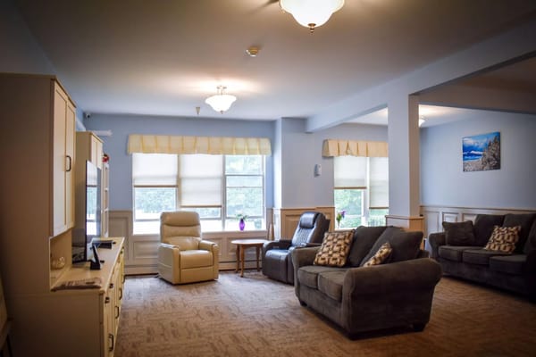 Bright common area with comfortable seating