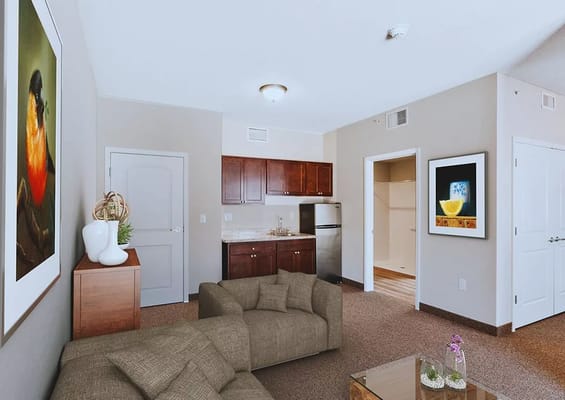 Cozy interior of a private resident room