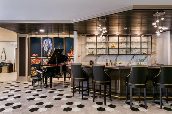 Elegant interior of a common area with a piano bar