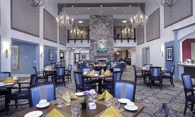 Dining room set with elegant table settings