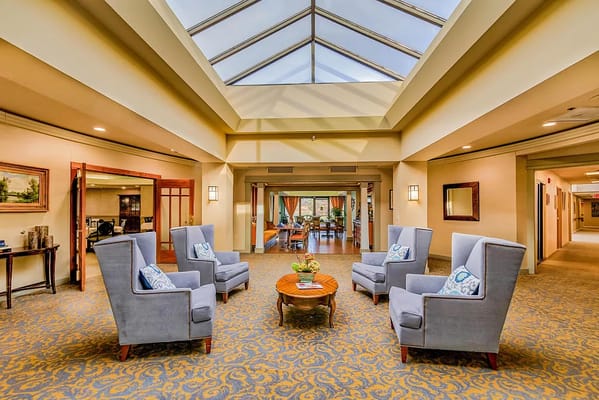 Bright common area with comfortable seating