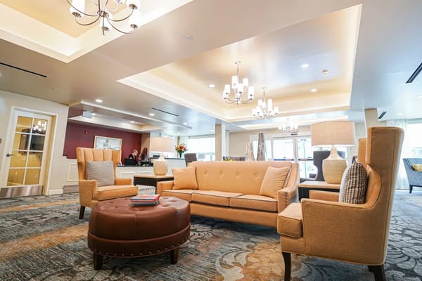 Bright common area with comfortable seating