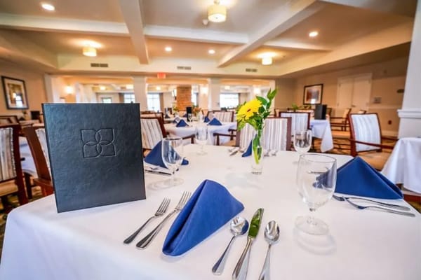 Elegant dining setup in a facility dining room