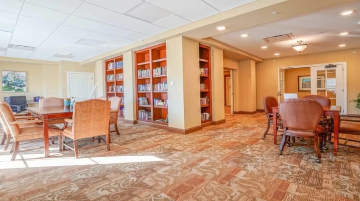 Interior view of a cozy reading and common area