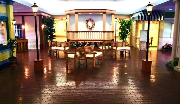 Common area with seating and decorations