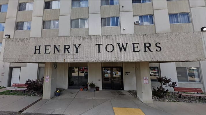 Entrance of Henry Towers senior living facility
