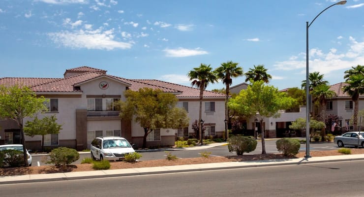 Exterior of Heritage Springs senior living facility in Las Vegas, NV.