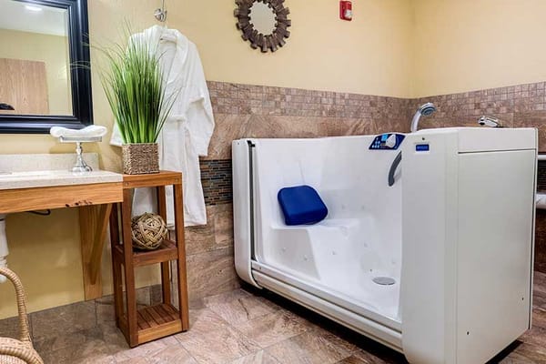 Accessible bathing unit in a senior living facility