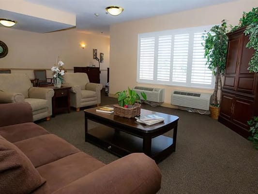 Common area with seating and plants