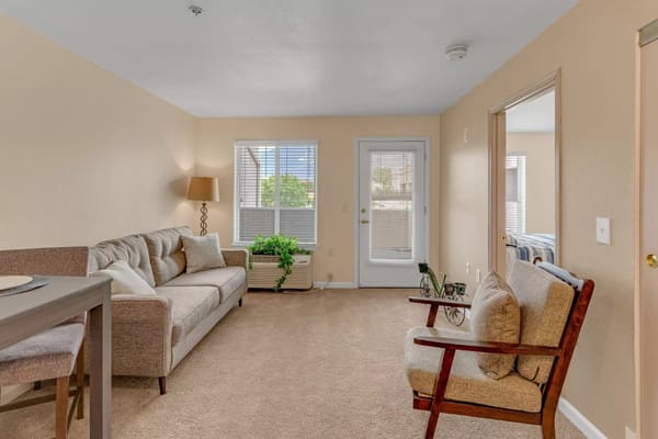 Cozy sitting area in a resident's room