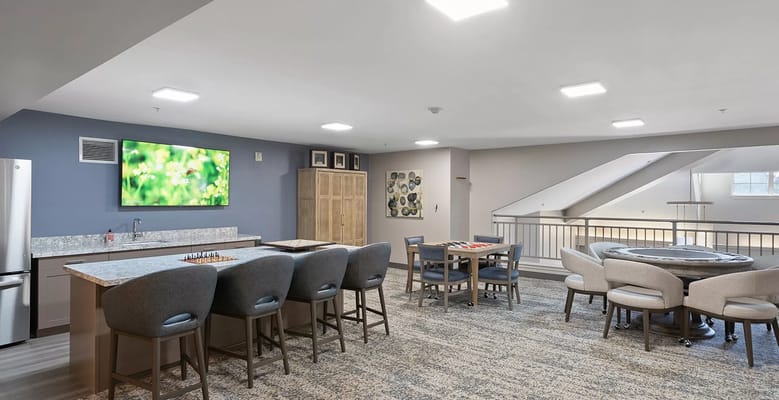 Common area with seating and activities