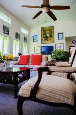 Cozy common area with seating and plants