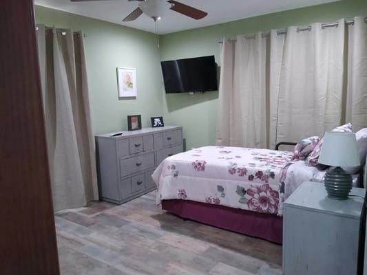 Stylish bedroom in a senior living facility