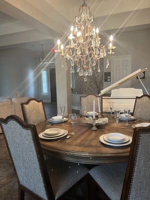 Elegant dining table set for a meal