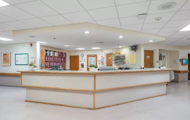 Reception desk in a senior living facility.