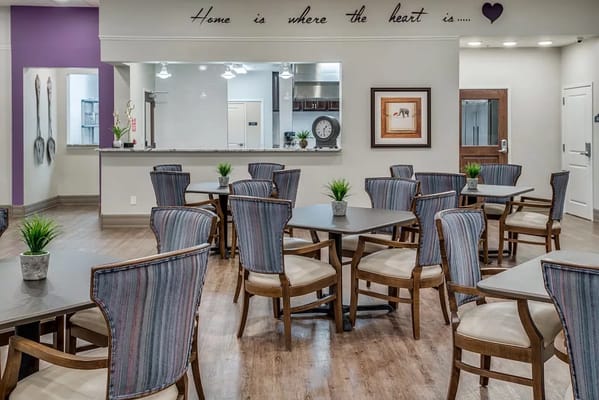 Interior dining area with tables and chairs