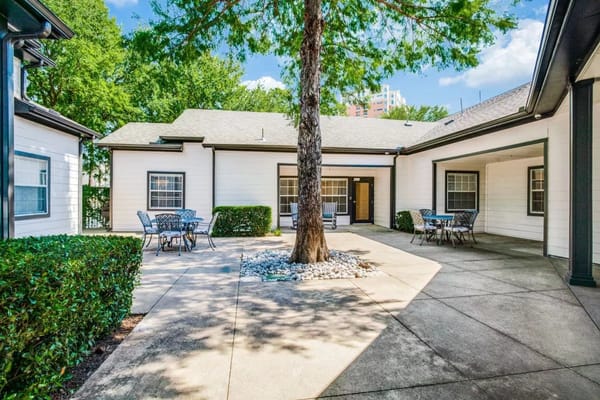 Courtyard with seating and greenery