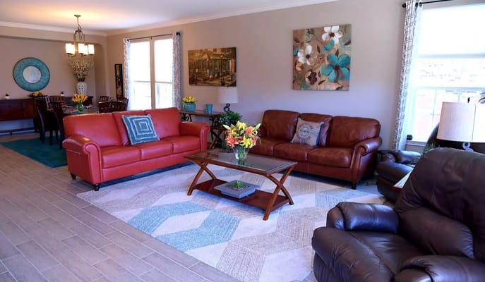 Common area with seating and decorations