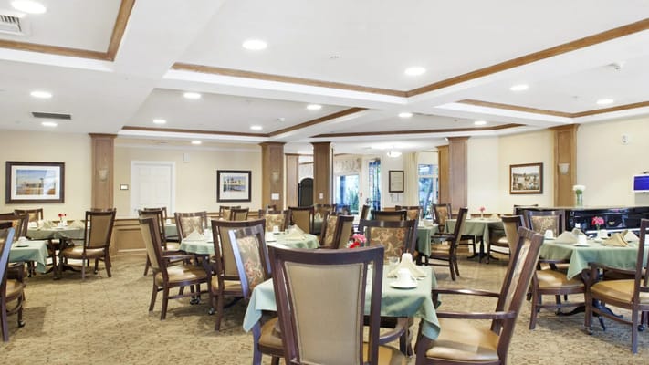 Elegant dining room with well-set tables