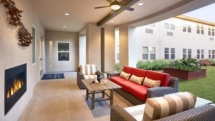 Outdoor seating area with comfortable furniture