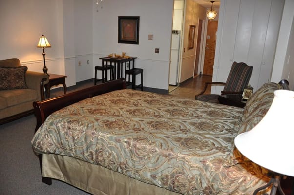 Cozy bedroom interior with seating area