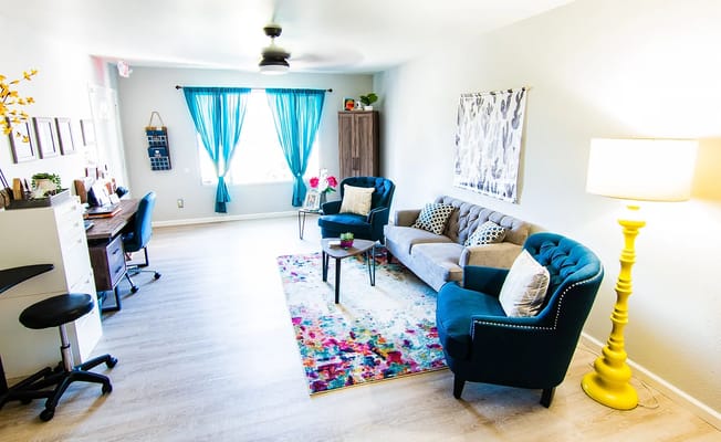 Bright, cozy interior of a resident's room