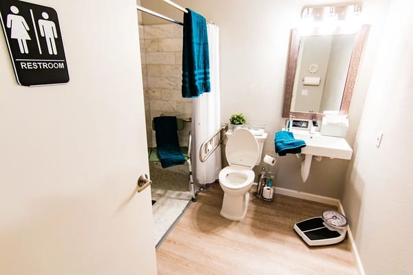 Interior view of a resident bathroom
