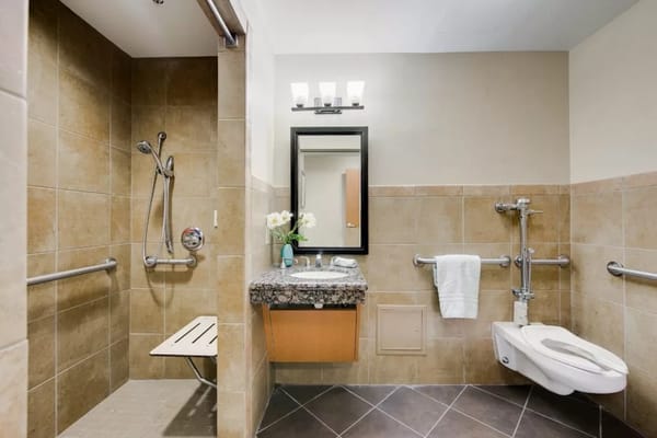 Accessible bathroom with safety features