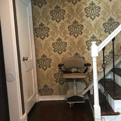 Stairlift at a residential entryway