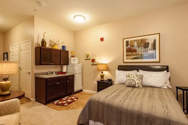 Bright interior of a resident room with decor