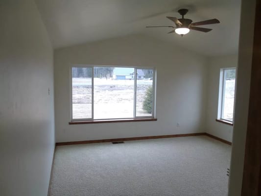 Bright living room with large windows