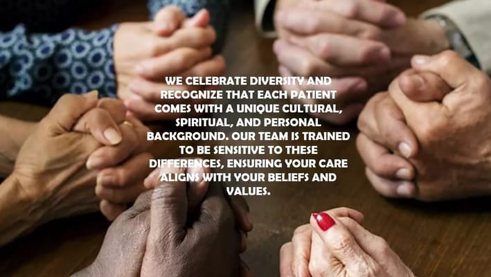 Diverse hands joined in unity and support