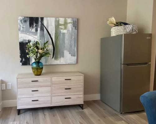 Interior of a senior living room with decor