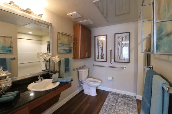 Bathroom interior with modern finishes and decor