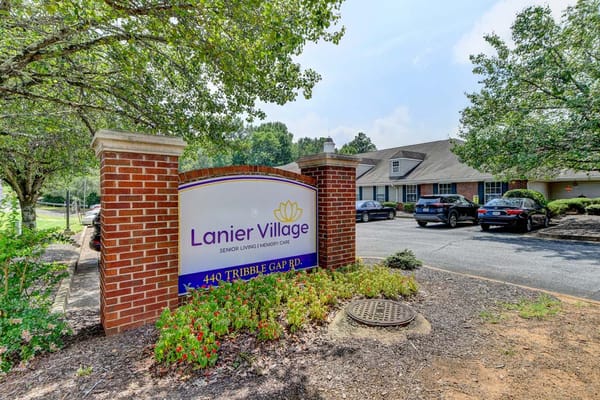 Entrance sign of Lanier Village Senior Living