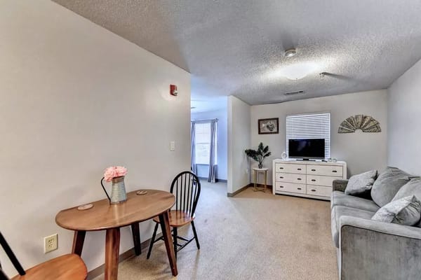 Cozy living area in a senior living apartment