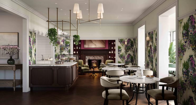 Well-decorated dining room with tables and chairs
