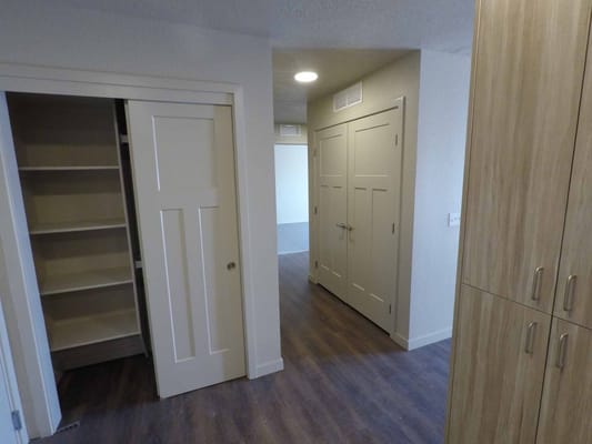 Interior view of a senior apartment hallway
